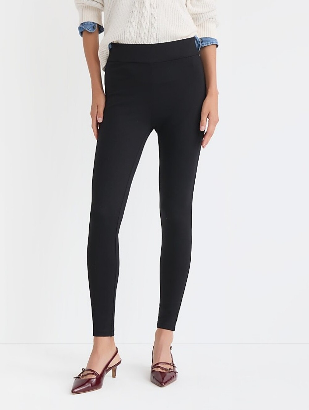 LOFT Black Seamed Ponte Leggings - Size Small Womens - Dressy Knit Pants